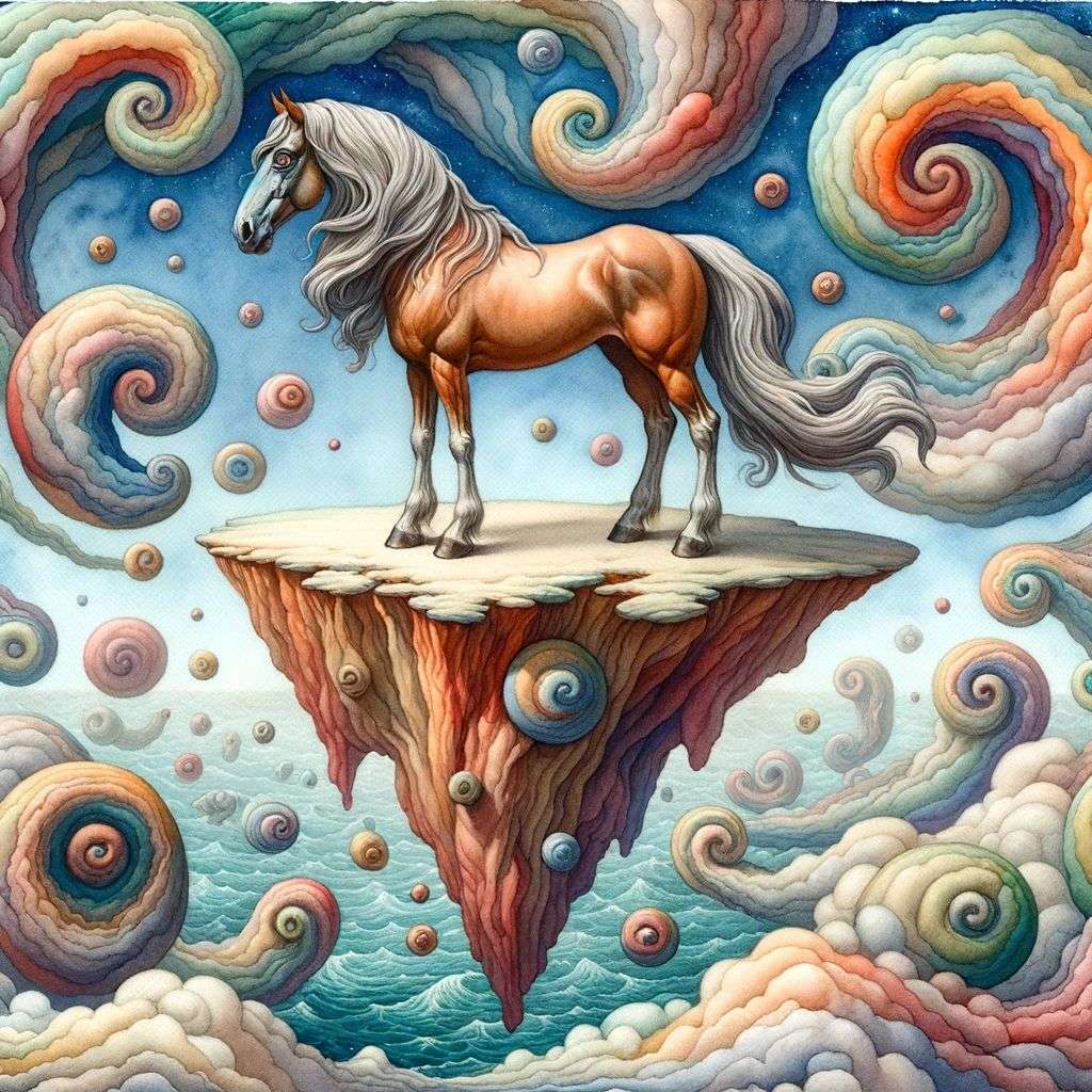 a horse, painting, surrealism style